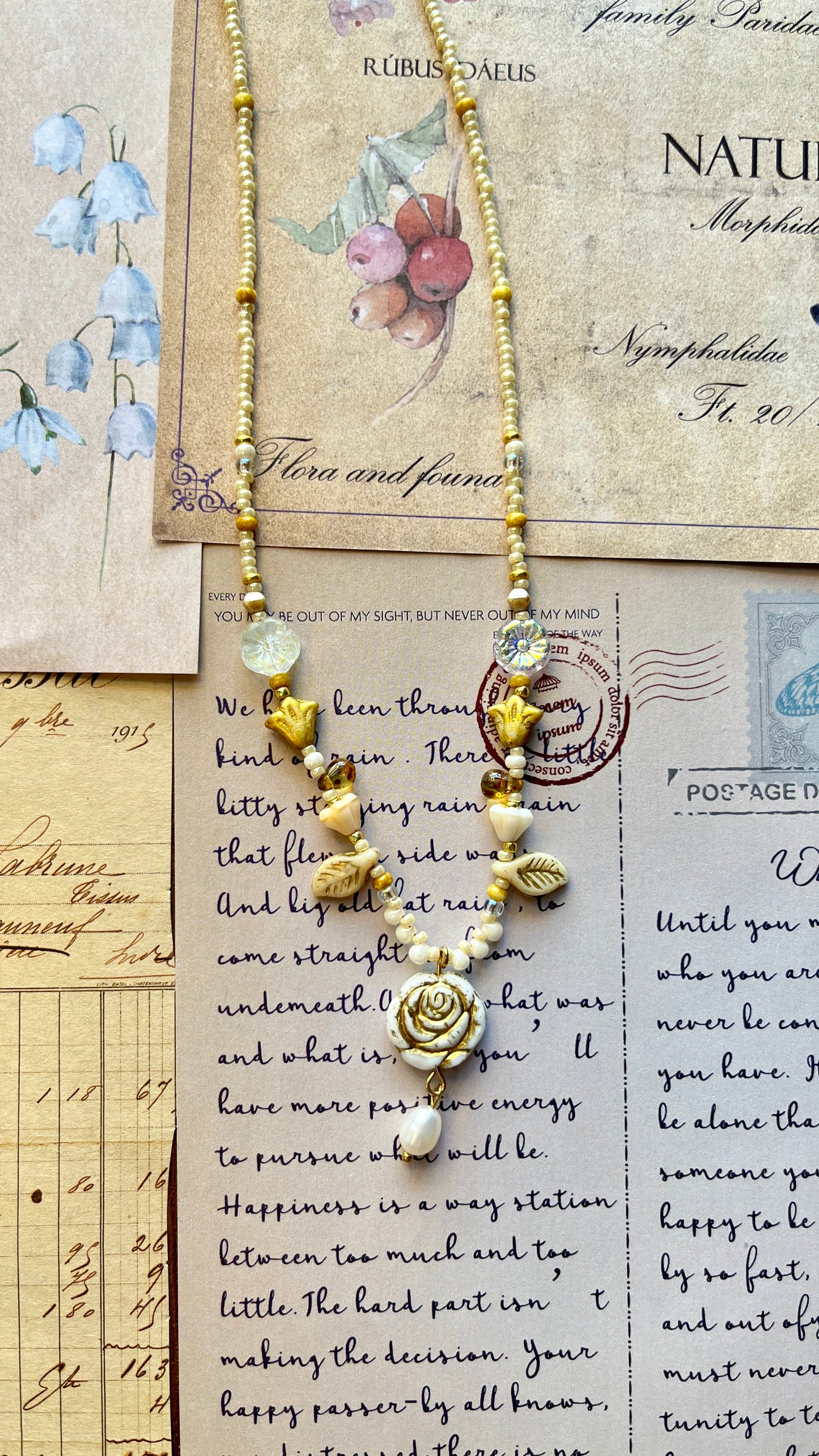 Handmade Necklace| White Rose