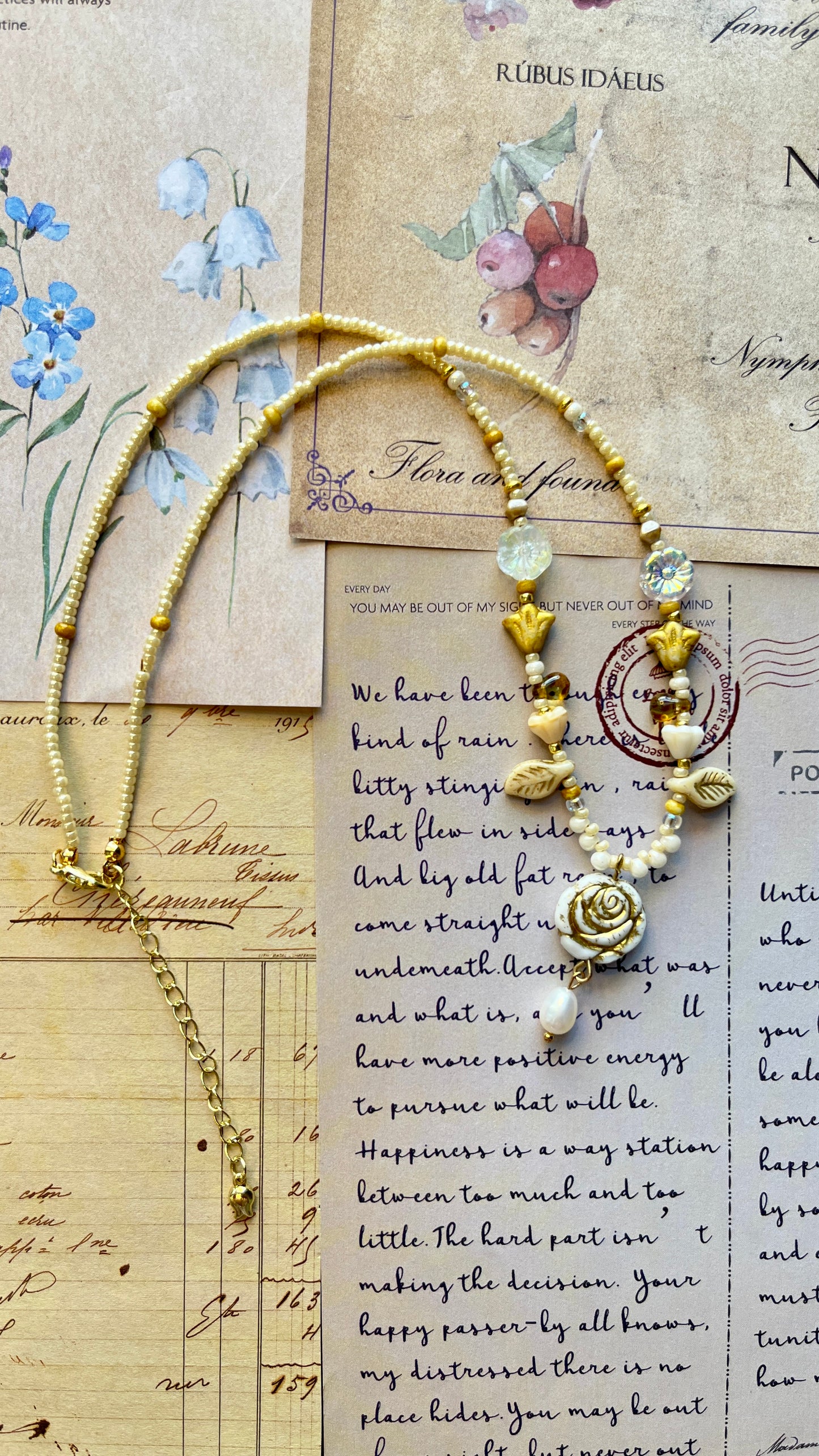 Handmade Necklace| White Rose